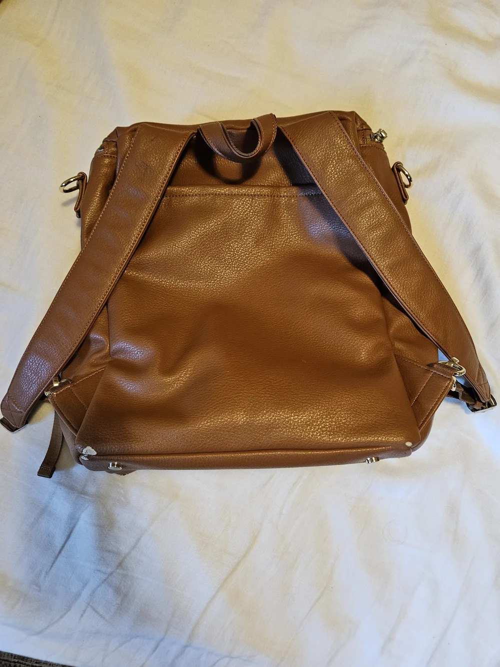 Azaria Brown Leather Backpack - Diaper Bag Large